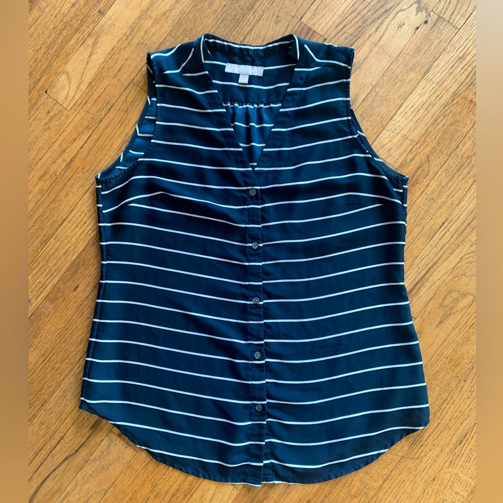 EUC navy and white striped Banana Republic blouse, size S